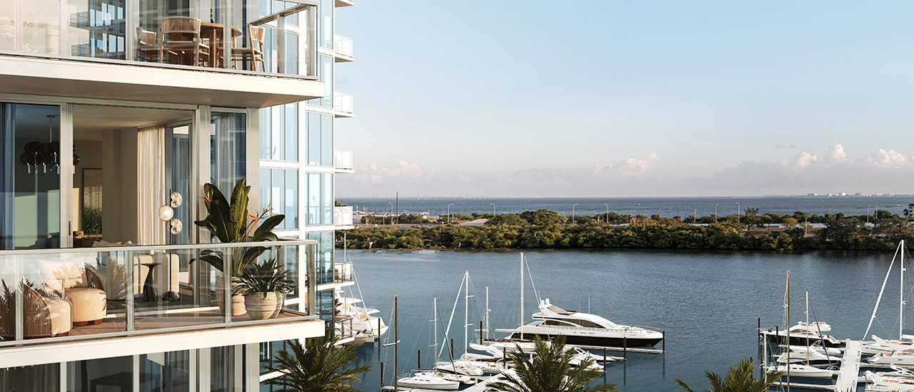 Luxury waterfront condominium tower at Marina Pointe on Tampa Bay
