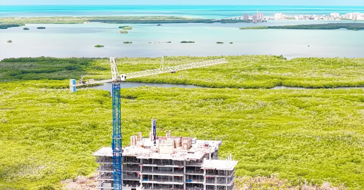 Aerial of the construction at Island at West Bay