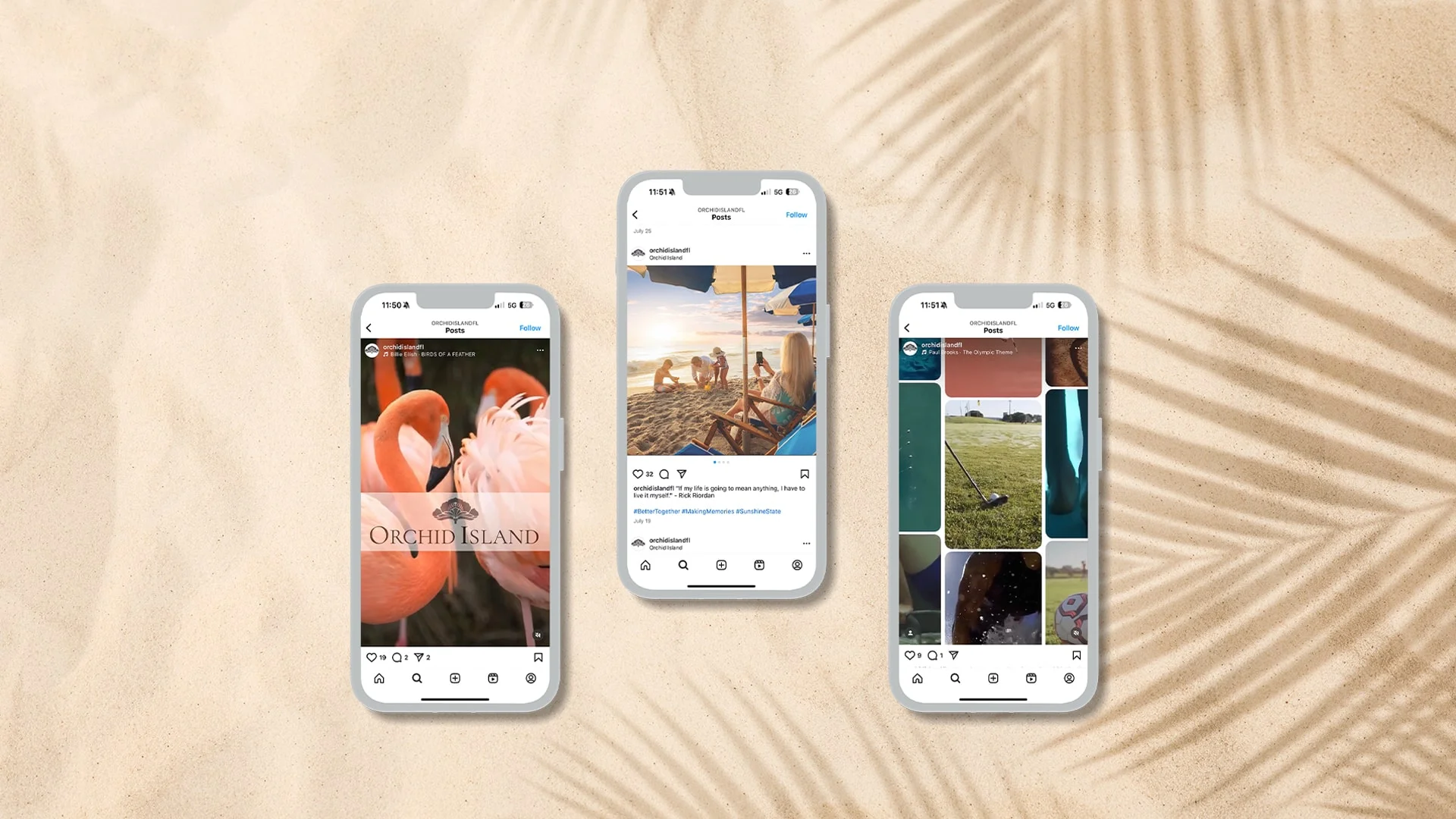 Boca West social media creative shown on mobile screens and a smartphone.