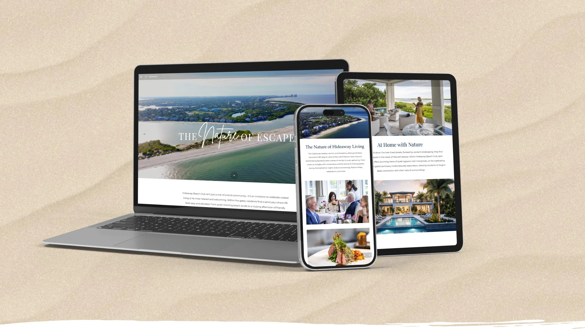 Boca West social media creative shown on mobile screens and a smartphone.