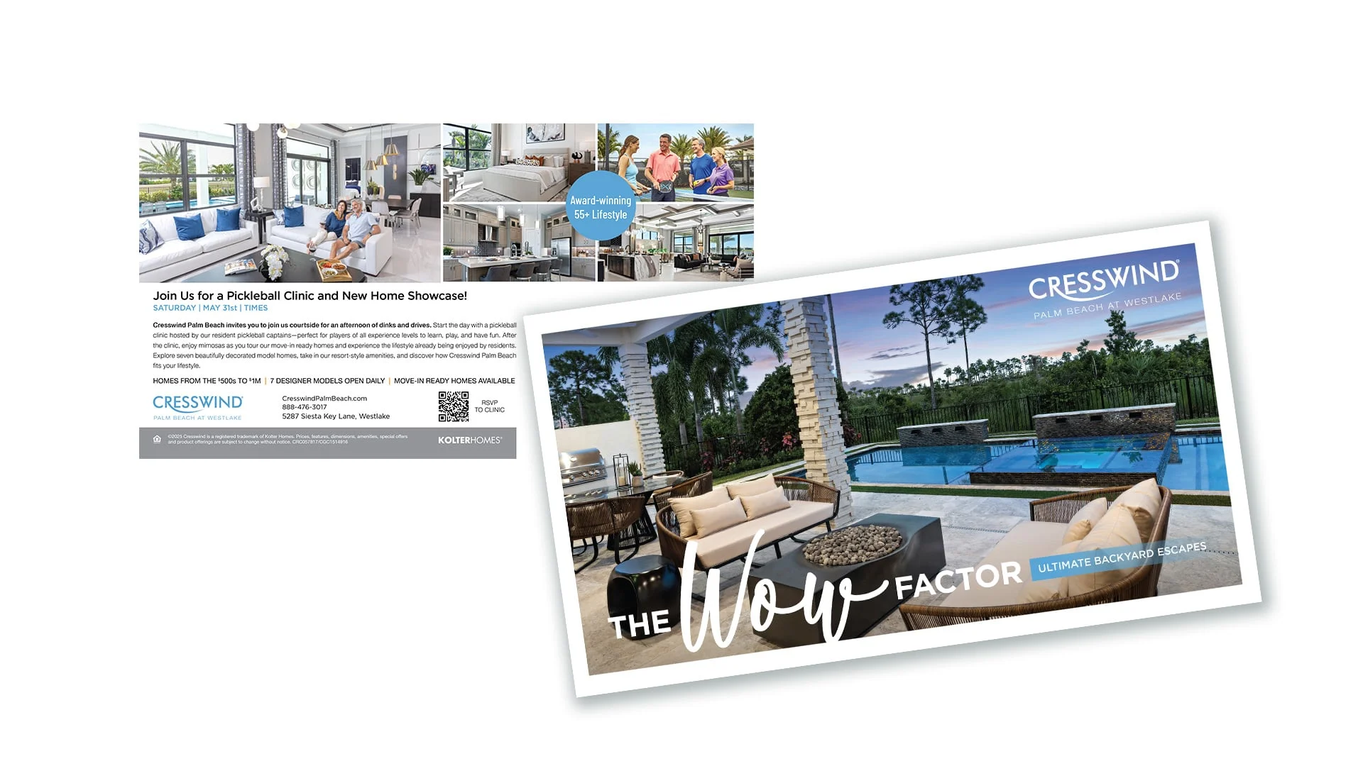 Boca West social media creative shown on mobile screens and a smartphone.